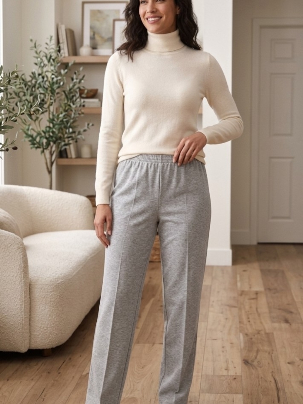 Alfred Dunner Light Heather Gray Women's Lounge Pants